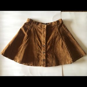 suede button up skirt